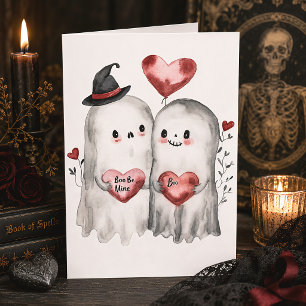 Goth Spooky Valentine Gespenster mit Herz Karte