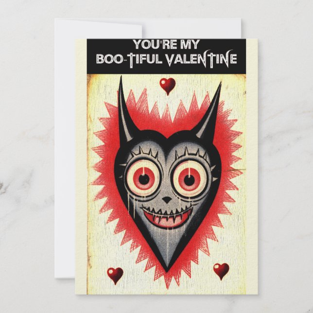 Goth Spooky Valentine Vampire Herz Feiertagskarte (Vorderseite)