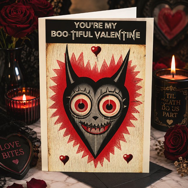 Goth Spooky Valentine Vampire Herz Karte (Von Creator hochgeladen)