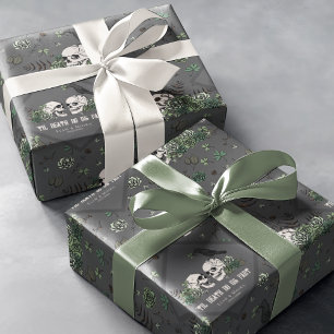 Goth St. Patricks Day Florale Schädel Irische Hoch Geschenkpapier