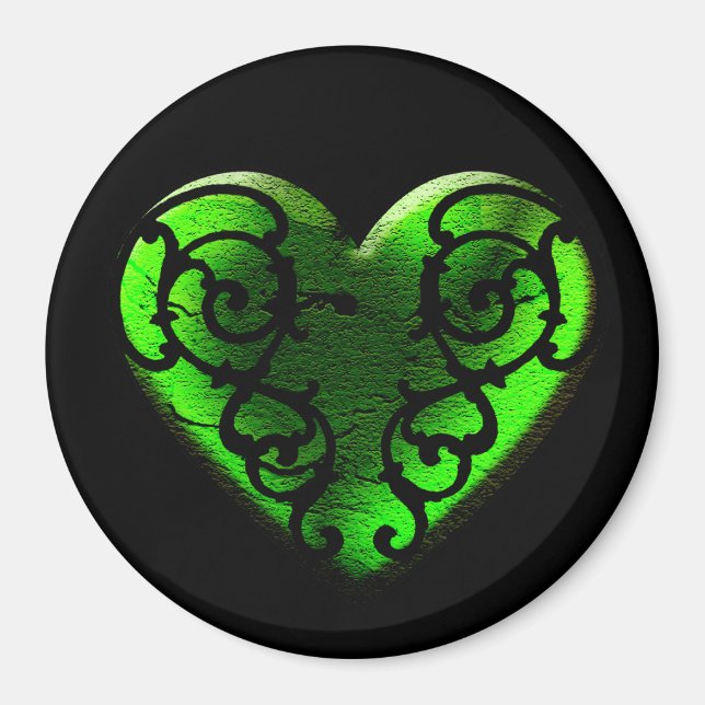 Goth St. Patrick's Day Green Heart Magnet (Devant)