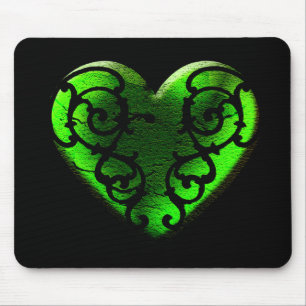 Goth St. Patrick's Day Green Heart Mousepad