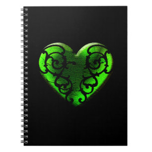 Goth St. Patrick's Day Green Heart Notebook Notizblock