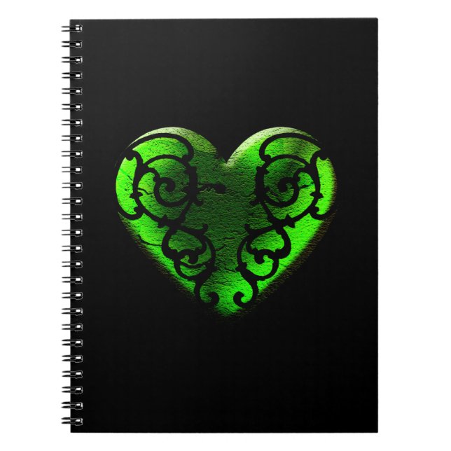 Goth St. Patrick's Day Green Heart Notebook Notizblock (Vorderseite)