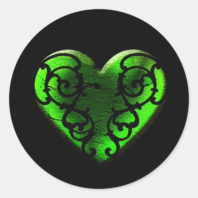 Goth St. Patrick's Day Green Heart Runder Aufkleber (Vorderseite)
