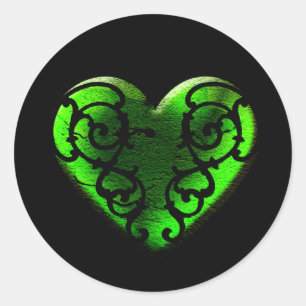 Goth St. Patrick's Day Green Heart Runder Aufkleber