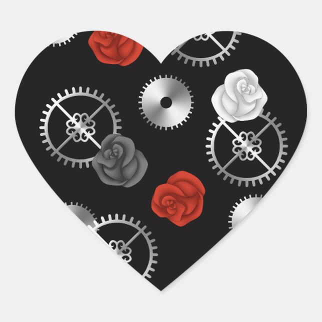 Goth steampunk viktorianische Rose und Gänge roman Herz-Aufkleber (Vorderseite)