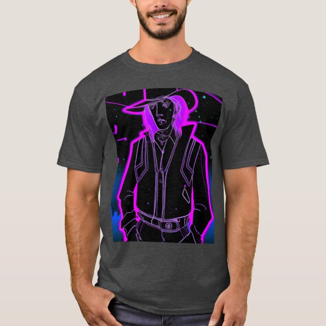 Goth Synthwave Outrun Goth Cowboy girl T-Shirt (Vorderseite)