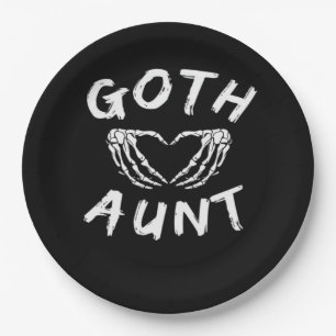 Goth-Tante Punk-Skelett-Herz-Hände Gothic-Design Pappteller