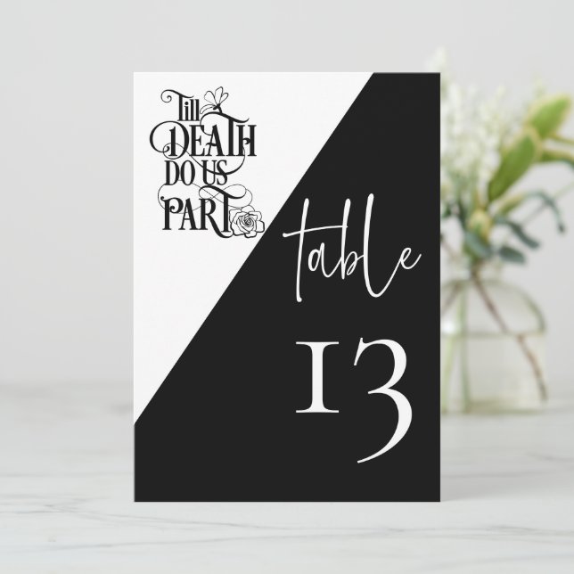 Goth Till Death Do Us Part Mariage Numéro de table (Debout devant)
