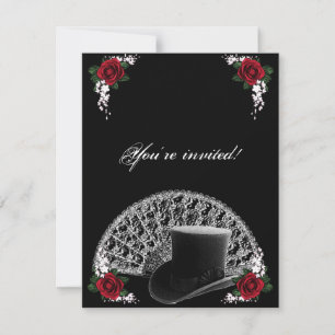 Goth Top Hat and Fan Viktorianisch Wedding Einladung