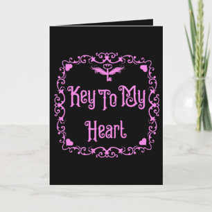 Goth Valentine Key für mein Herz rosa Karte