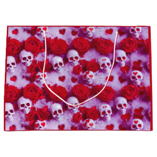 Goth Valentine's Day Geschenktasche mit Skulls Große Geschenktüte