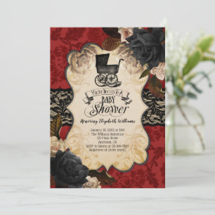 Goth Victorian Red Baby shower Invitation