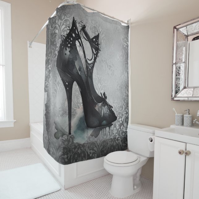Goth Vogue Grunge | Aquamarine Splash Stiletto Hig Duschvorhang (Beispiel)