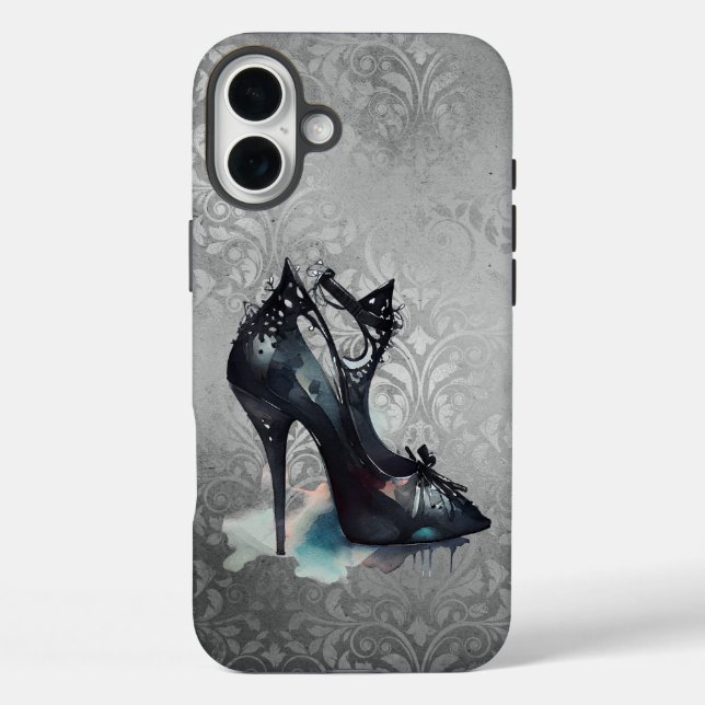 Goth Vogue Grunge | Aquamarine Splash Stiletto Hig iPhone 16 Plus Hülle (Rückseite)