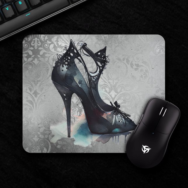 Goth Vogue Grunge | Aquamarine Splash Stiletto Hig Mousepad (Von Creator hochgeladen)