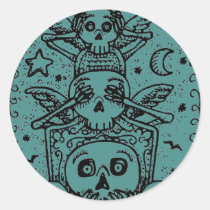 GOTH VOIR AUCUN MAL, STICKERS DE CEMETERY SKELETON