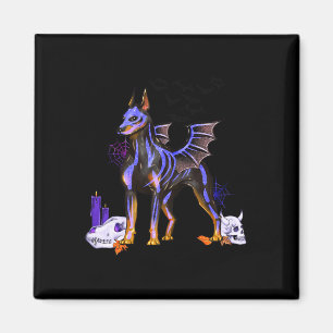 Goth Winged Doberman Dog Skulls Bat and Candles Ha Magnet