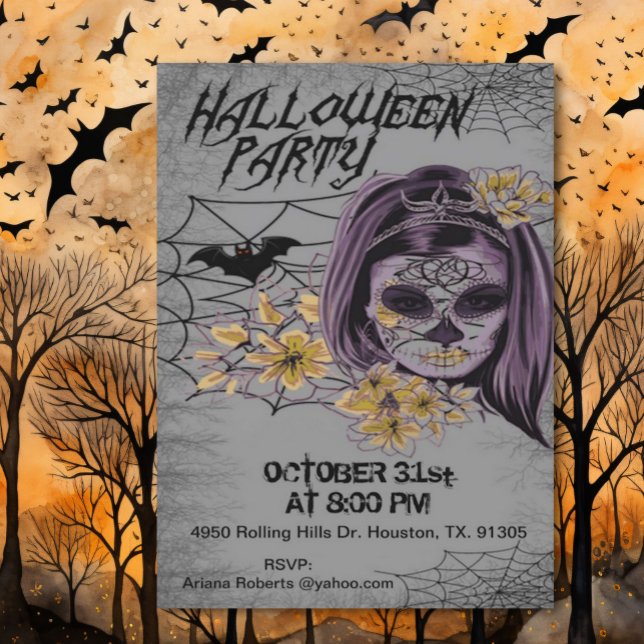 Goth Woman Zombie Beängstigend Adult Halloween Ein Einladung (Von Creator hochgeladen)