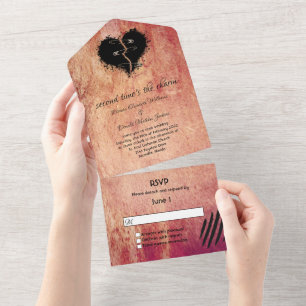 Goth zerbrochene Herz zweite Hochzeit All In One Einladung