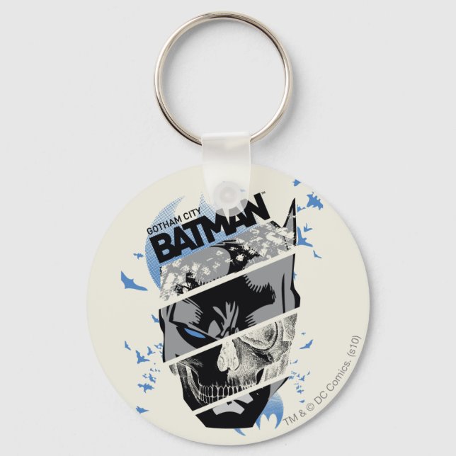Gotham City Batman Skull Collage Schlüsselanhänger (Vorderseite)