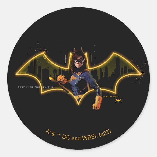 Gotham Knights Batgirl im Logo Runder Aufkleber (Vorderseite)