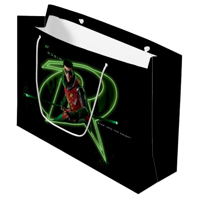 Gotham Knights Robin-Logo Große Geschenktüte (Vorderseite Schrägansicht)