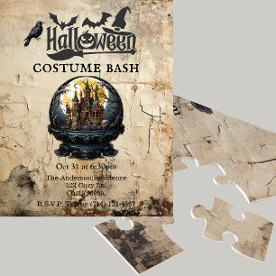 Gothehaus in Snow Globe Halloween-Party Einladung