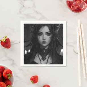 Gothfrau in böse realistische Anime-Stil Serviine Serviette