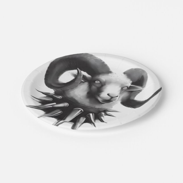 Gothgoat Originalkunst von Mismultifee Pappteller (Schrägansicht)