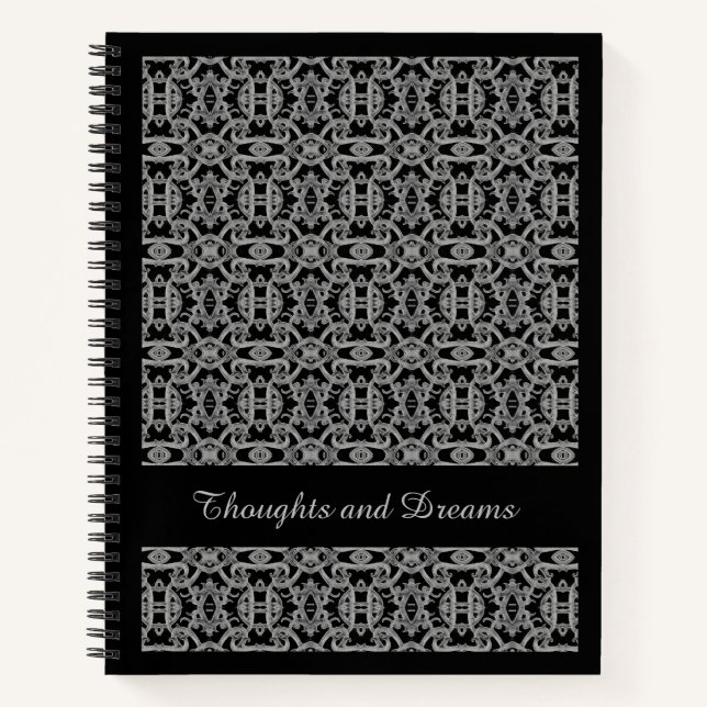GOTHIC 8.5x11 Spiral-Notebook / Schwarz Notizbuch (Vorderseite)