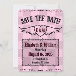Gothic Alternative Checkered Tattoo Heart Save The Date