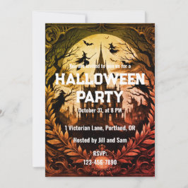 Gothic Altes Viktorianisches Vintages Halloween-Pa Einladung