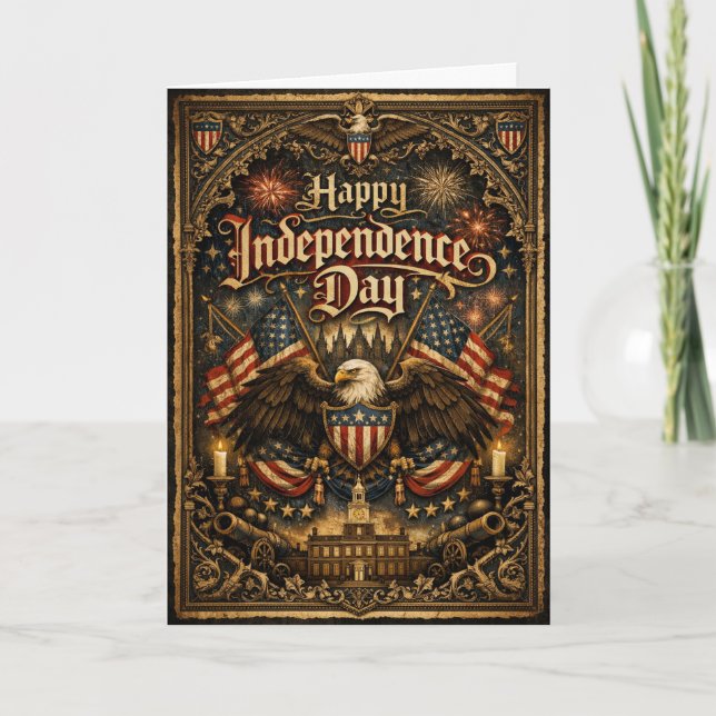 Gothic Americana Happy Independence Day Feiertagskarte (Vorderseite)