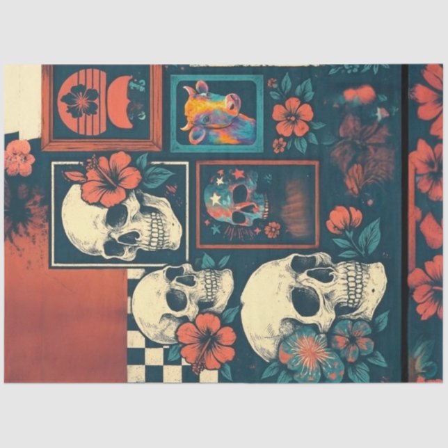 Gothic Americana Mood Board Collage Decoupage Seidenpapier (Vorderseite)