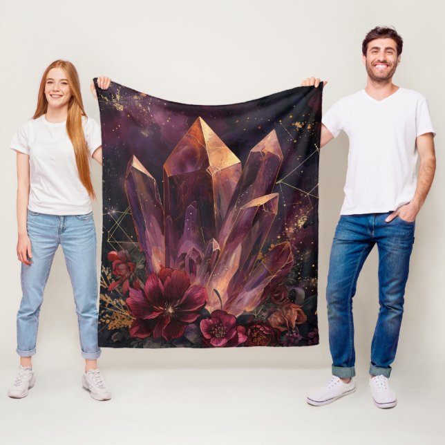 Gothic Amethyst Blumen Galaxy Muster Fleecedecke (Beispiel)