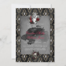 Gothic Anatomy Heart Black Rose Einladung Hochzeit
