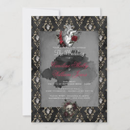Gothic Anatomy Heart Black Rose Einladung Hochzeit