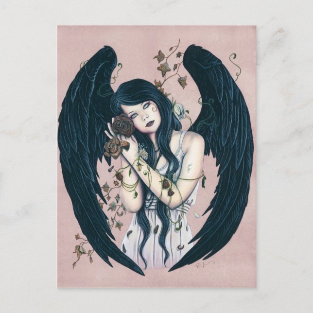 Gothic Angel Decke Wither Blume Pink Postcard Postkarte (Vorderseite)