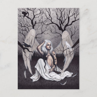 Gothic Angel Schwarz-weiß Hope Despair Postcard Postkarte