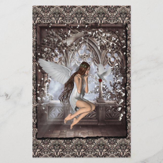 Gothic Angel und ihre Taube Briefpapier (Vorderseite)