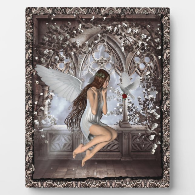 Gothic Angel und ihre Taube Fotoplatte (Vorderseite)