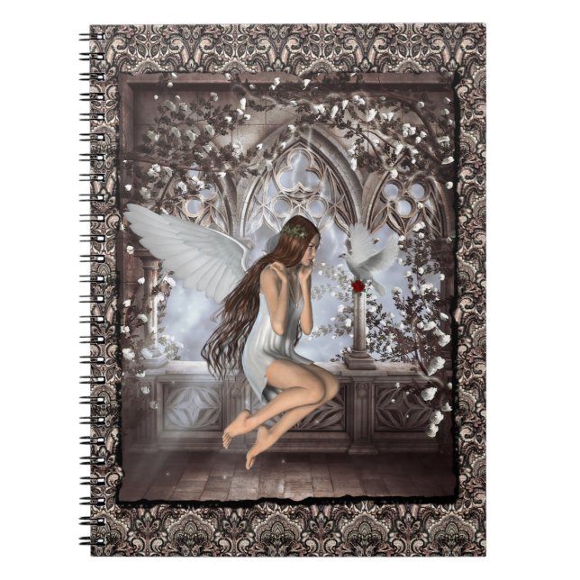 Gothic Angel und ihre Taube Notizblock (Vorderseite)