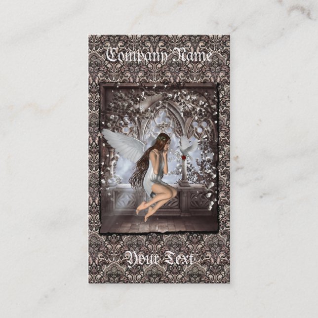 Gothic Angel und ihre Taube Visitenkarte (Vorderseite)
