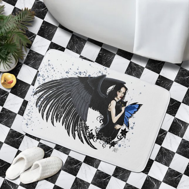 Gothic Angel Wings Black Cat Badematte (Von Creator hochgeladen)