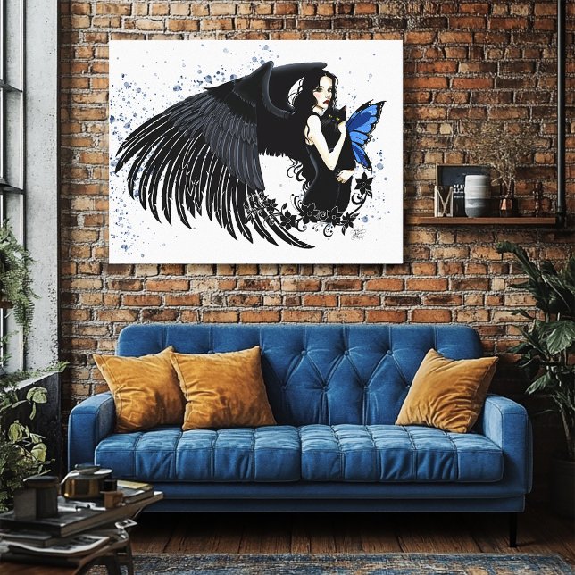 Gothic Angel Wings Black Cat Leinwanddruck (Von Creator hochgeladen)