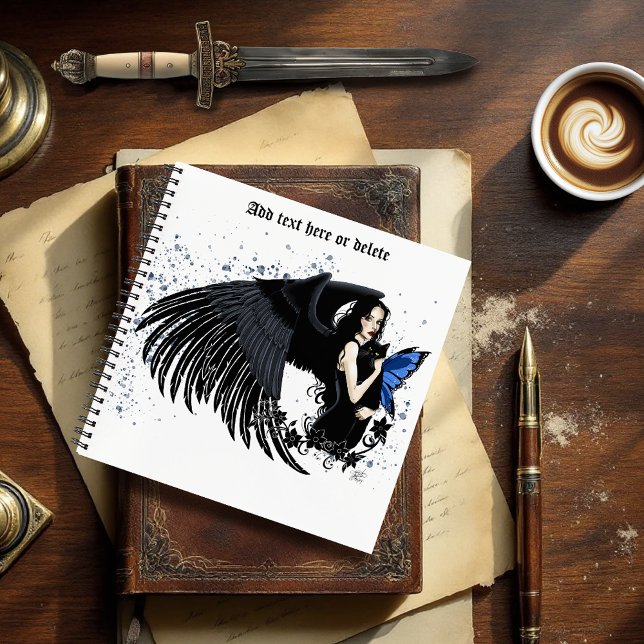 Gothic Angel Wings Black Cat Notizbuch (Von Creator hochgeladen)