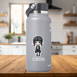 Gothic Anime-Cartoon-Jungenpilot personalisiert Aufkleber