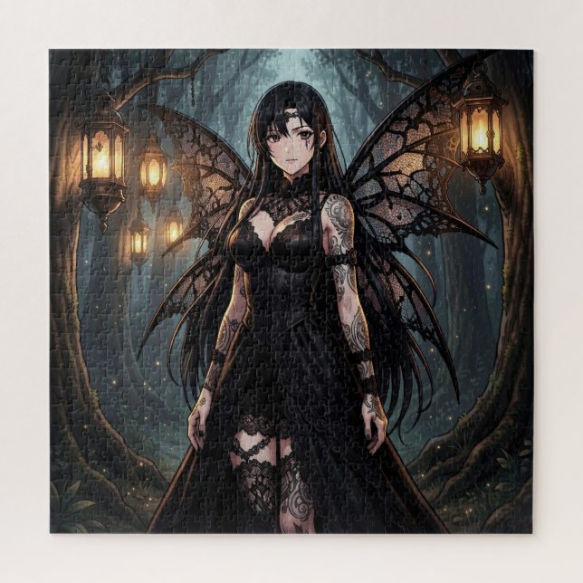 Gothic Anime Fairy Girl in Enchanted Forest (Vertikal)